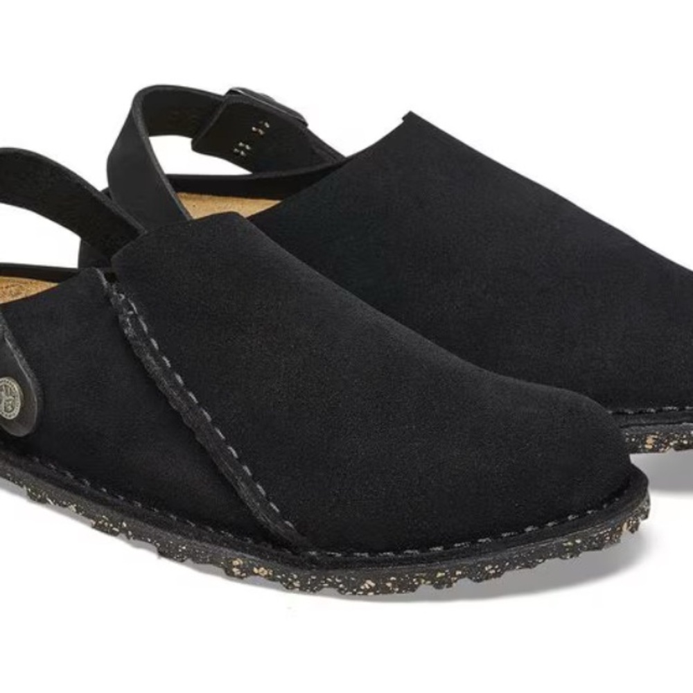 Black Suede Clogs with strap
